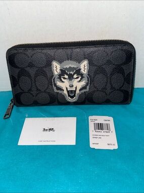 Coach Accordian Wallet with Wolf